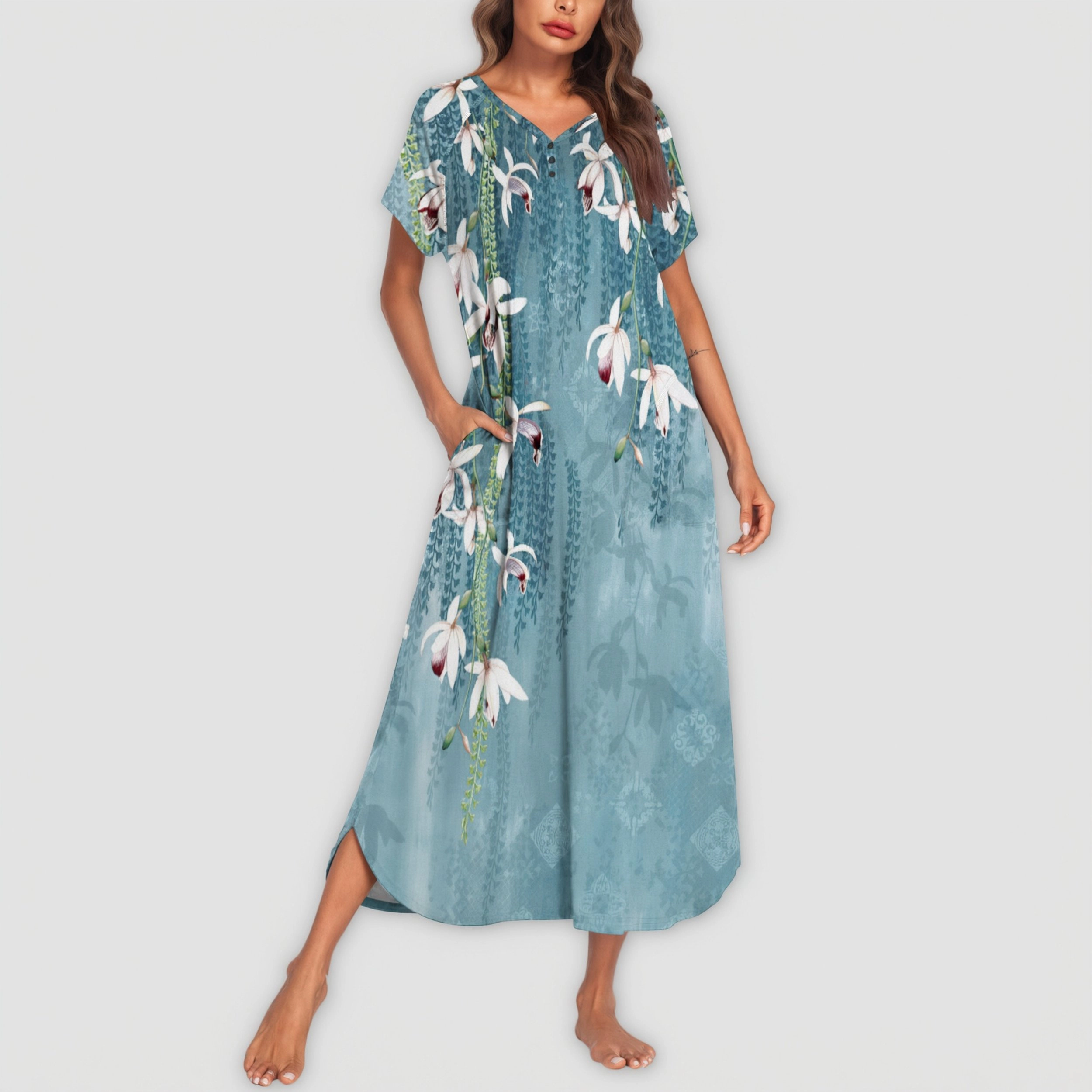 Ekouaer Long Nightgown Women's Loungewear Short Sleeve Sleepwear Full Length Sleep Shirt