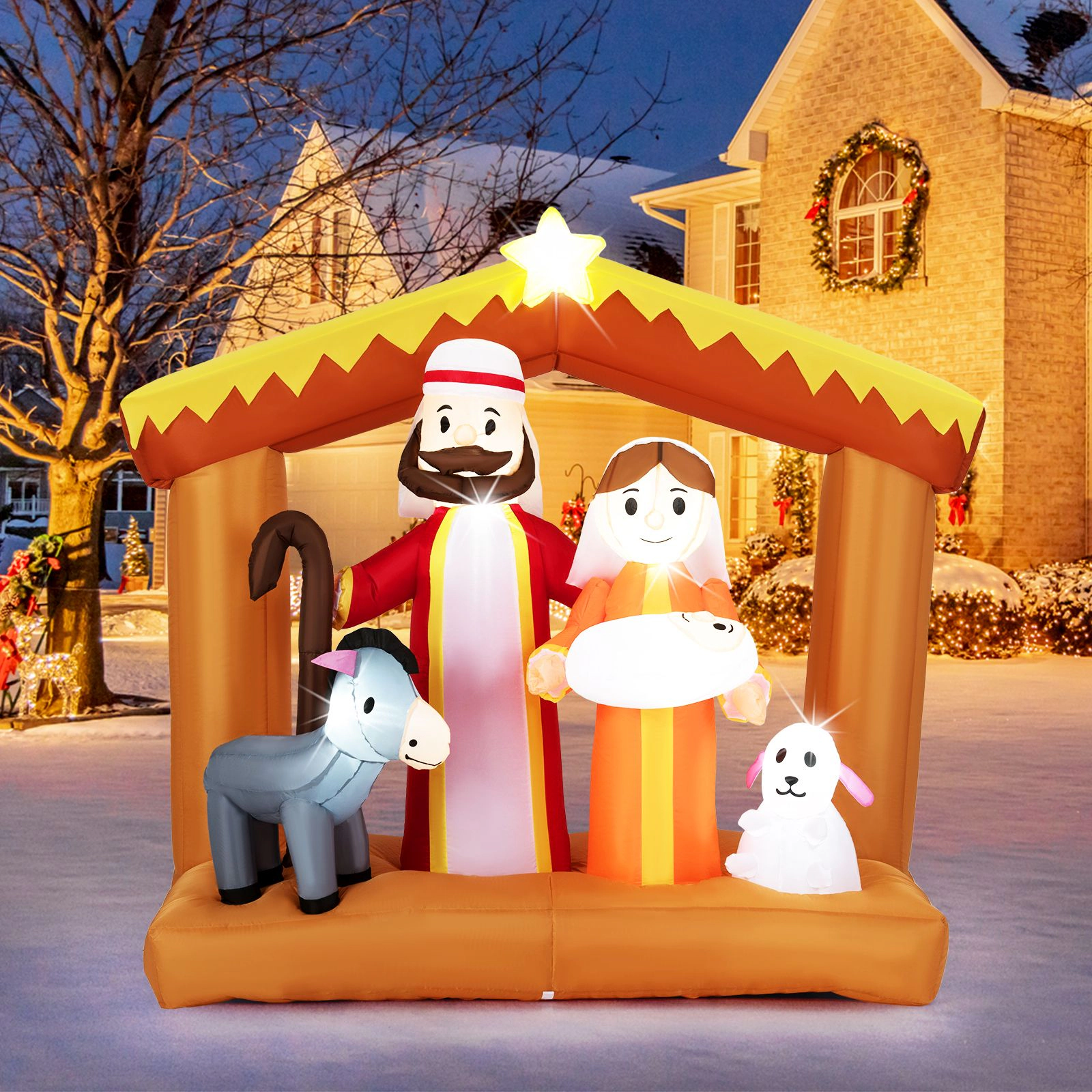 SlickBlue 6FT Christmas Nativity Scene Inflatable with LED Lights