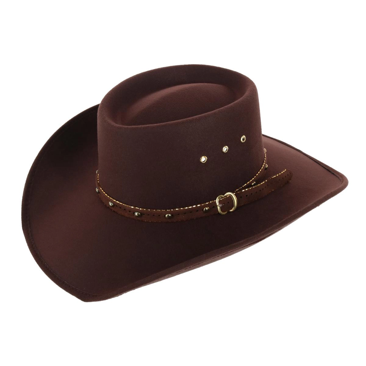 CTM Men's Felt Western Gambler Hat with Studded Hatband