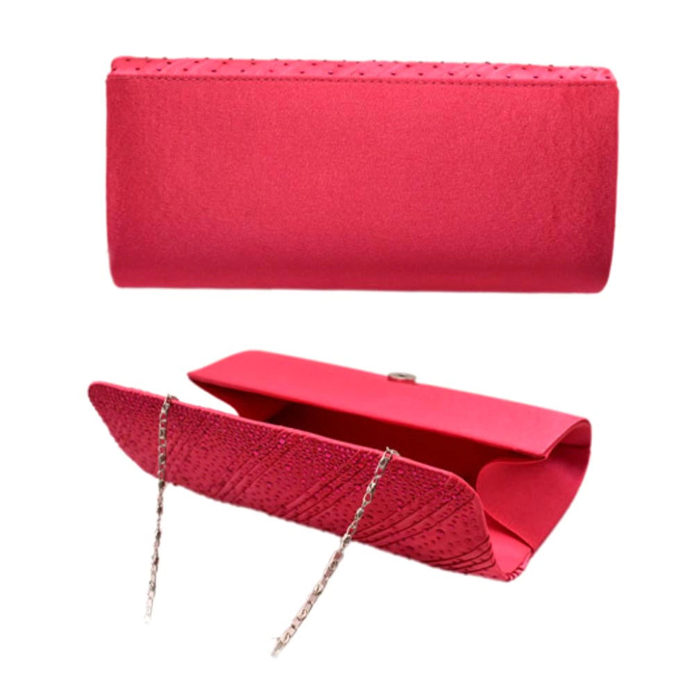 FASHNZFAB Diagonal Line Detailed Bling Evening Clutch / Crossbody Bag