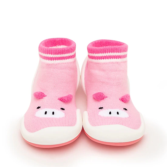 Komuello Baby Girl First Walk Sock Shoes Piglet Pink