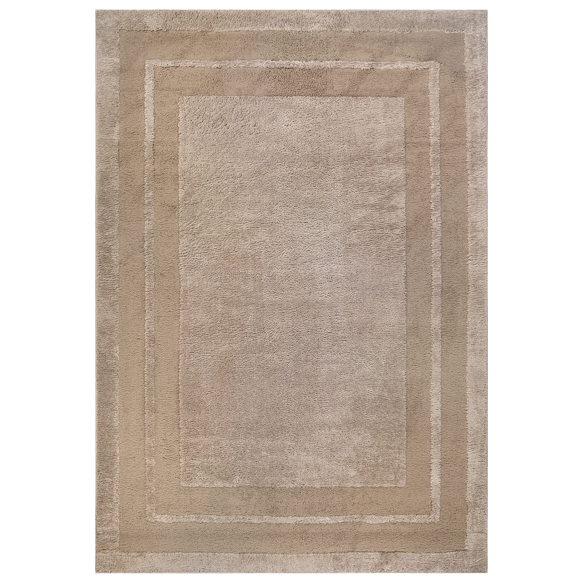 World Rug Gallery Solid Framed Border Soft Shag High-Low Indoor Area