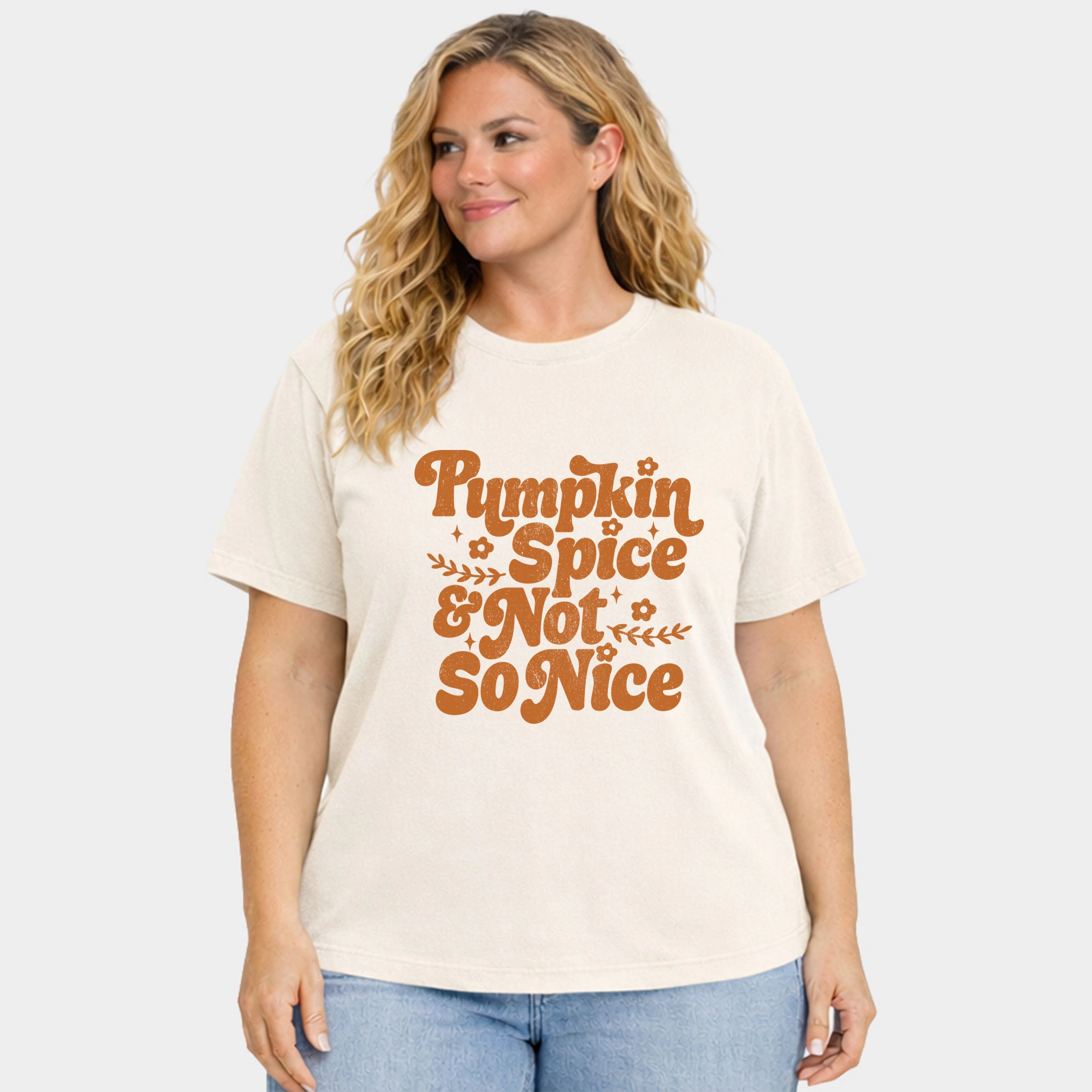 Simply Sage Market - Women's Plus Sized Garment Dyed Graphic T-Shirt Pumpkin Spice And Not So Nice