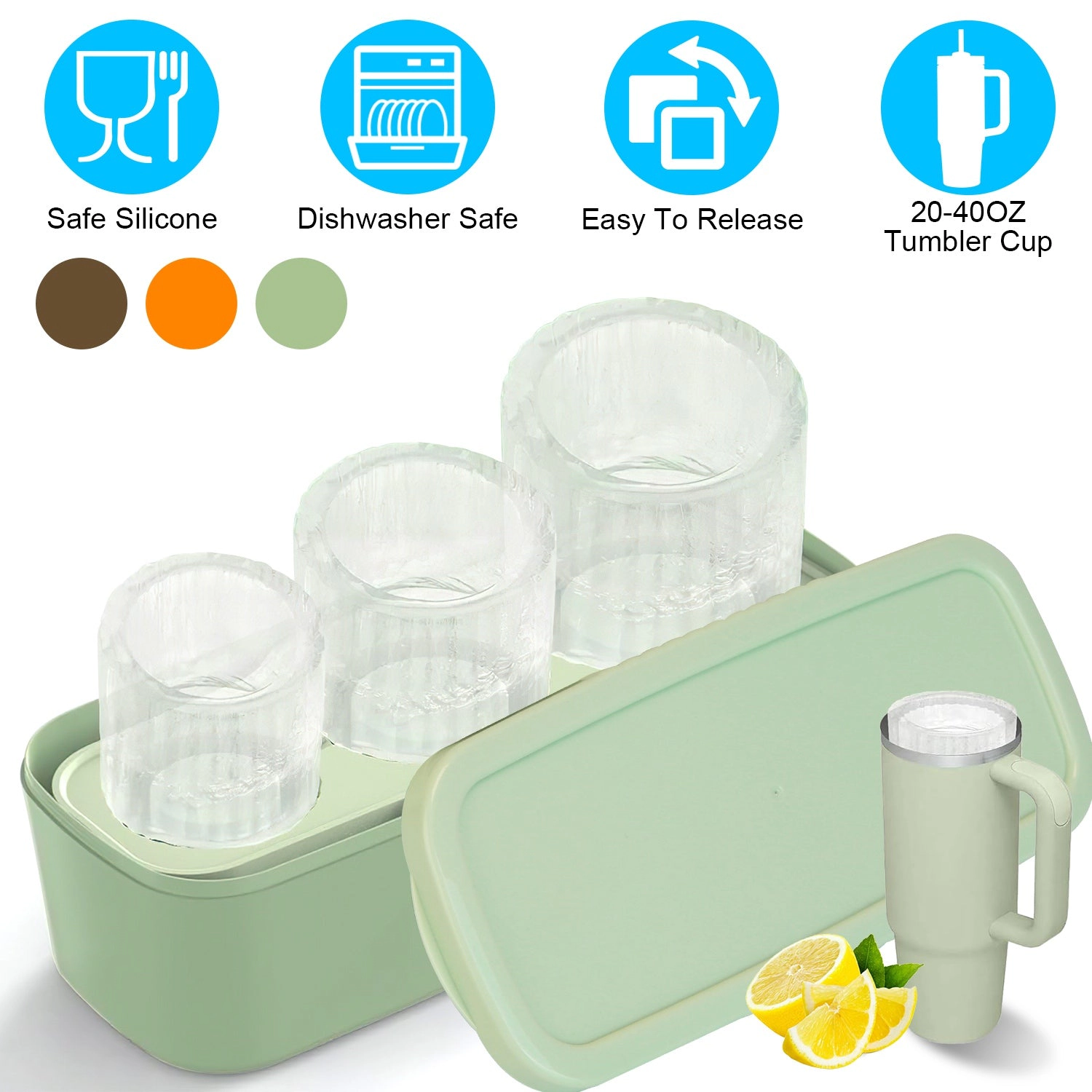 GBruno Silicone Hollow Cylinder Ice Cube Tray With Lid