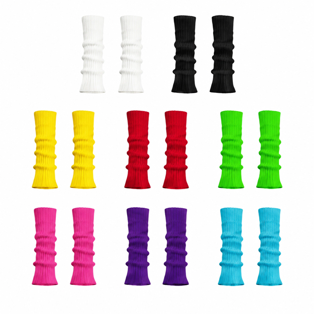 WZK Womens 8 Pairs Knit Ribbed Party Sports Daily Wear Leg Warmers