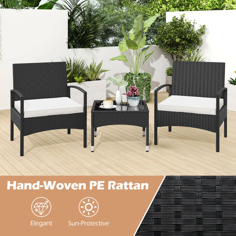 Hivvago 3-Piece Patio Furniture Set Rattan Bistro Chairs With Table