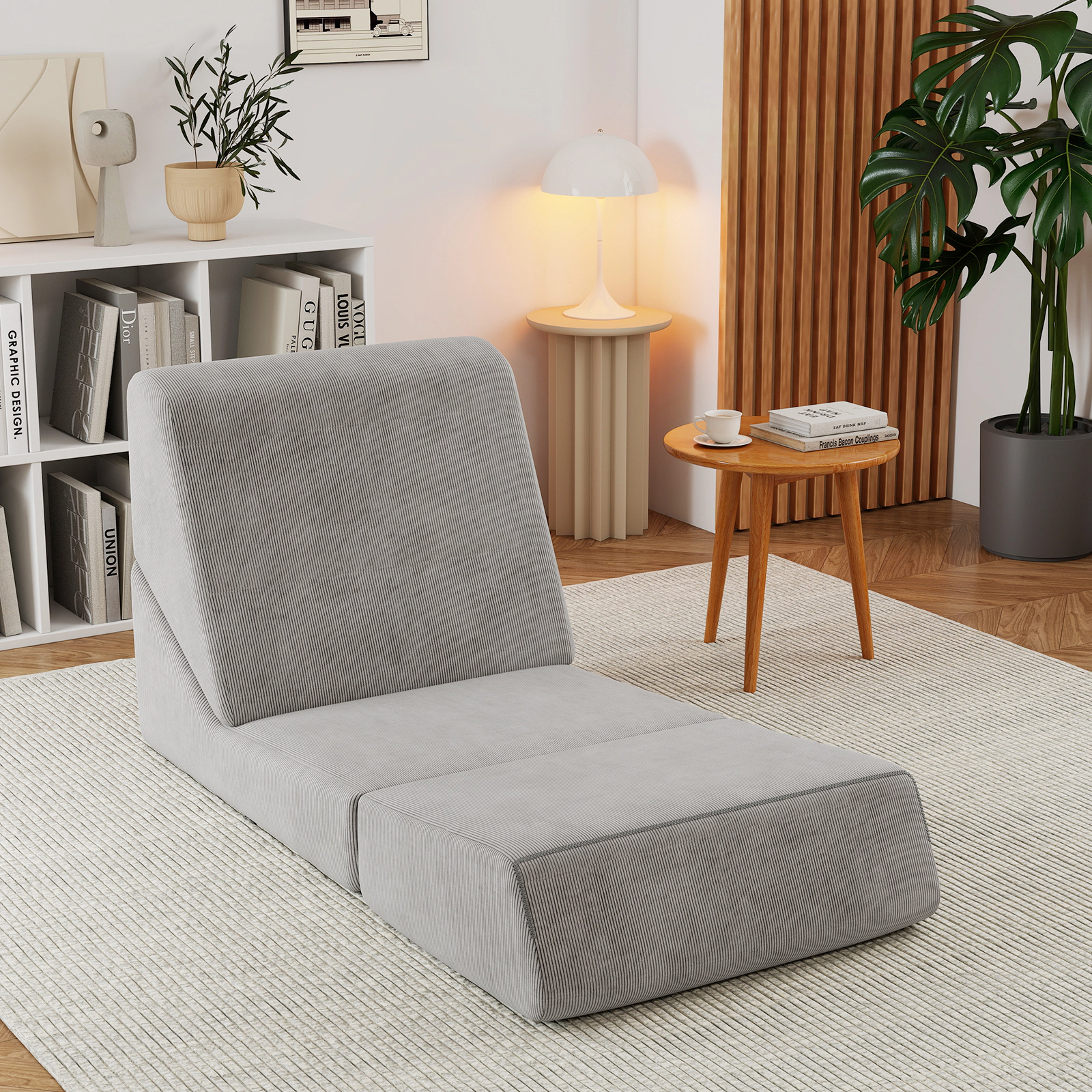 SUGIFT 3-in-1 Folding Sofa Bed with Washable Zippered Cover 330-lb Capacity Gray