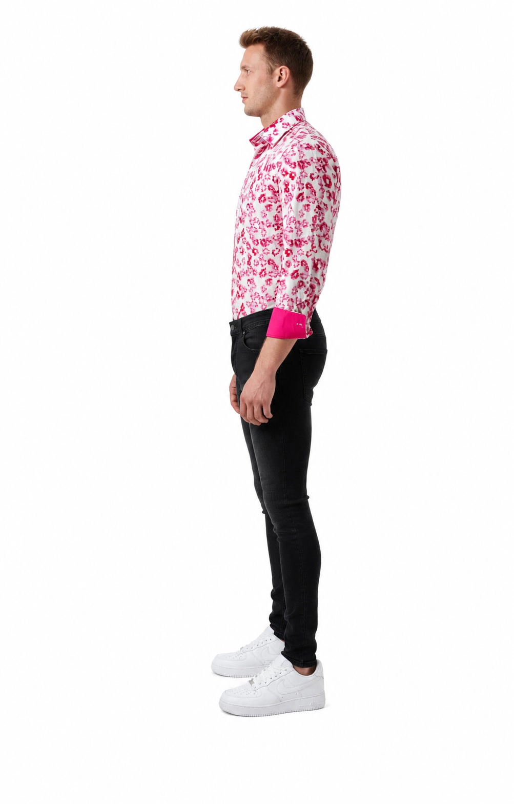 Elie Balleh Slim Fit Mens Floral Sport Button-Down Shirt