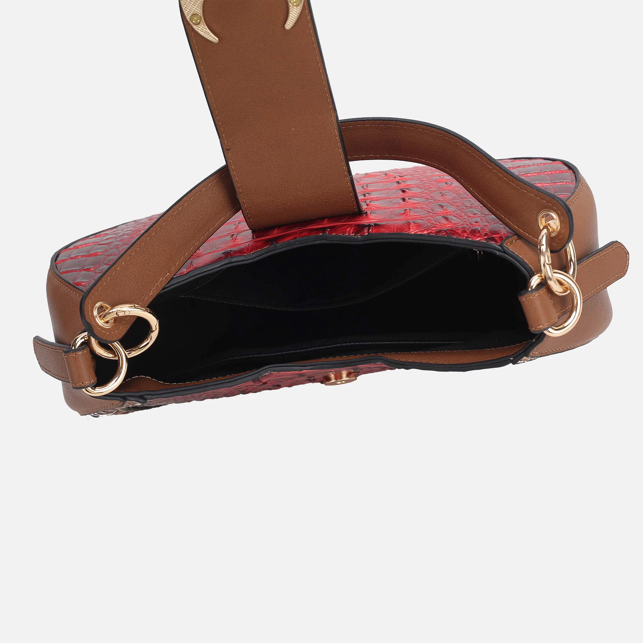 Mia K Collection Jain Croc-Embossed Faux Leather Shoulder Bag