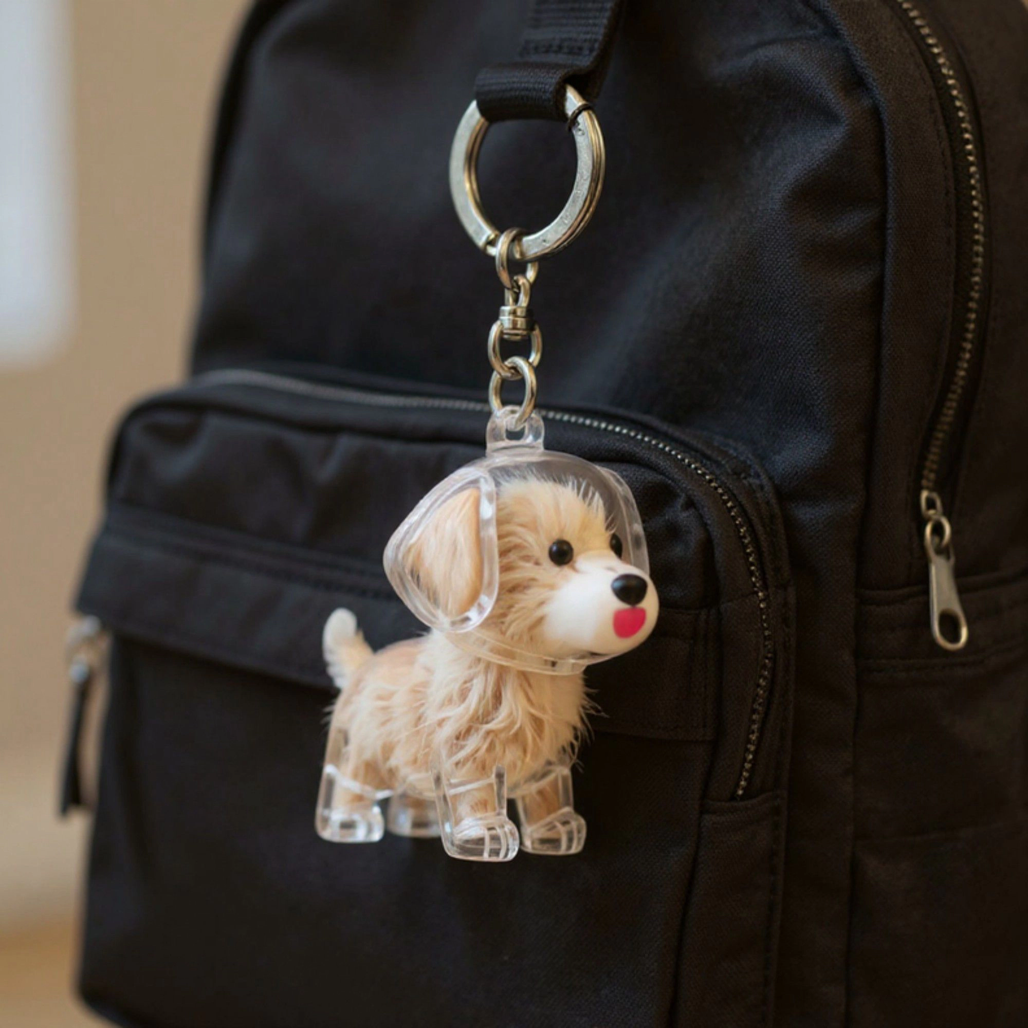 Alilang Women's Transparent Dog Storage Capsule Keychain with Mini Charm and Keepsake Hair Holder