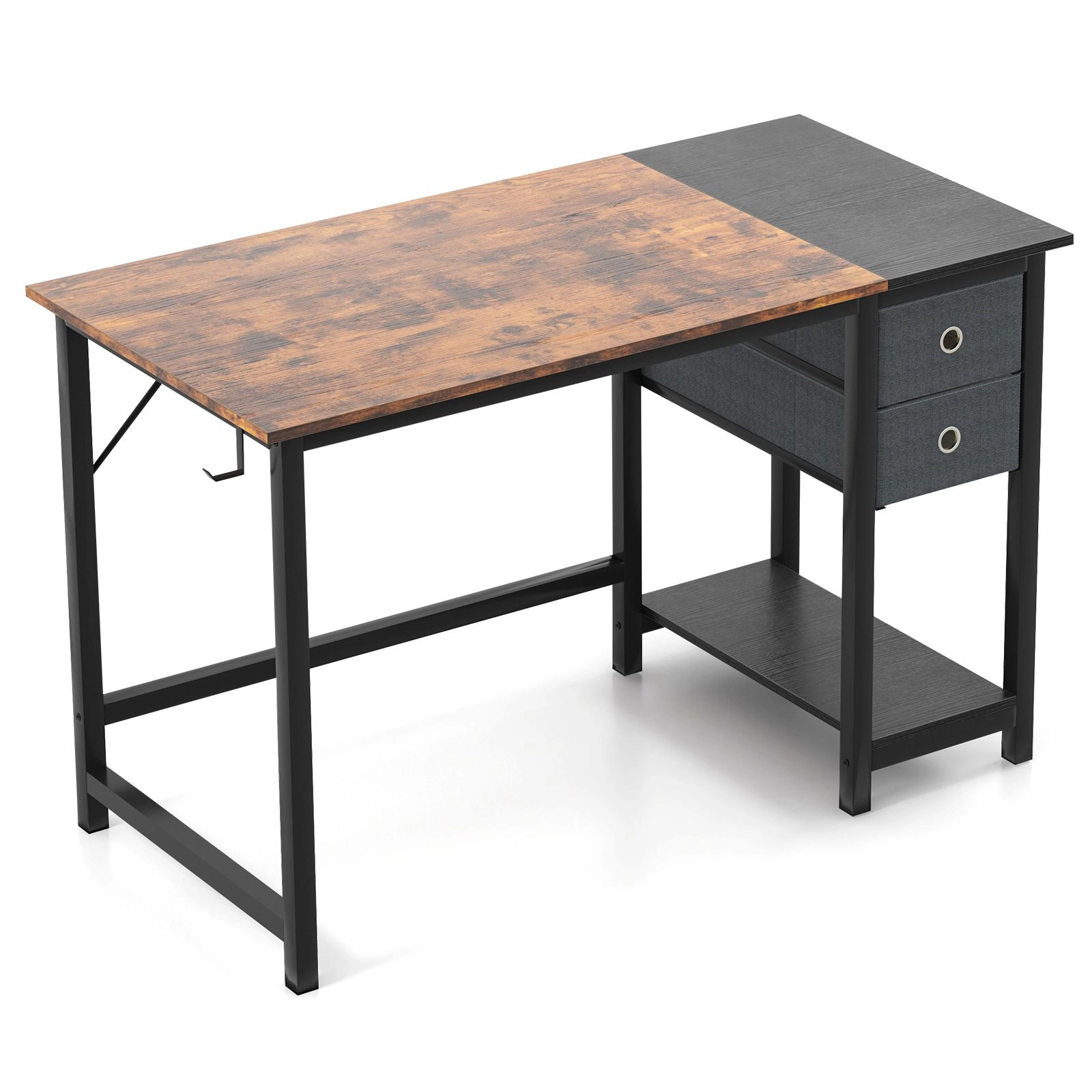 SlickBlue Home Office Desk with Storage Shelf, CPU Space and Hook