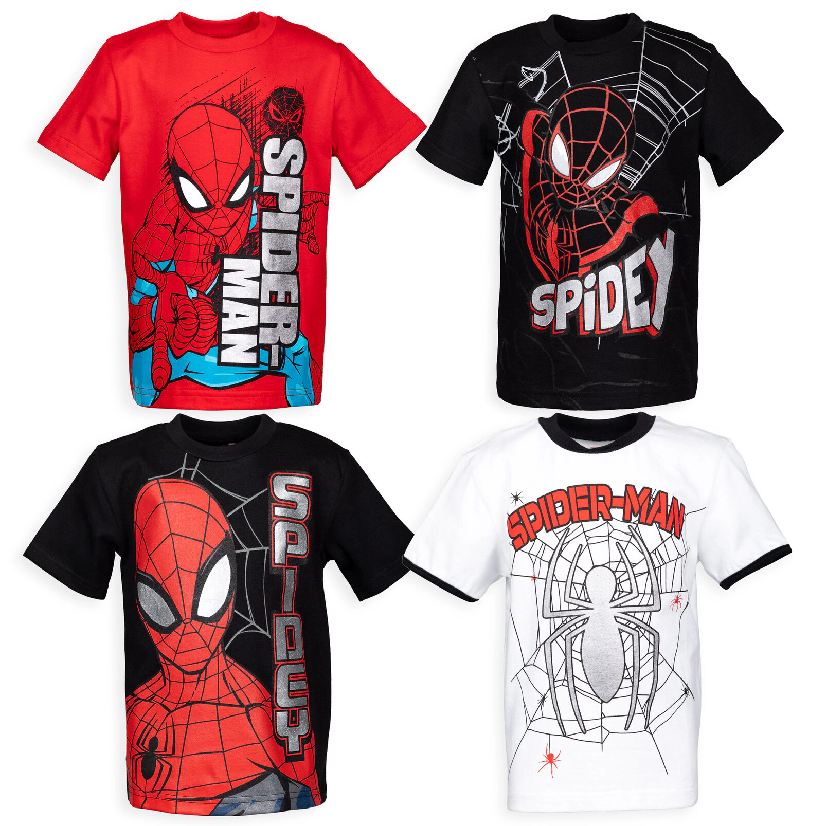 Marvel Spider-Man Boys' 4-Pack Short Sleeve Tees