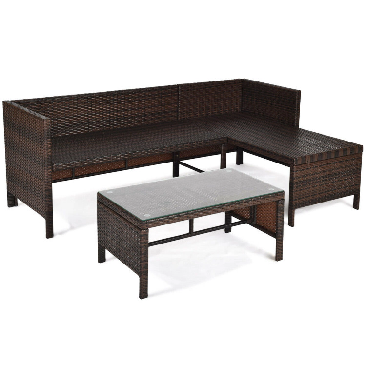 Hivvago 3 Pieces Patio Wicker Rattan Sofa Set