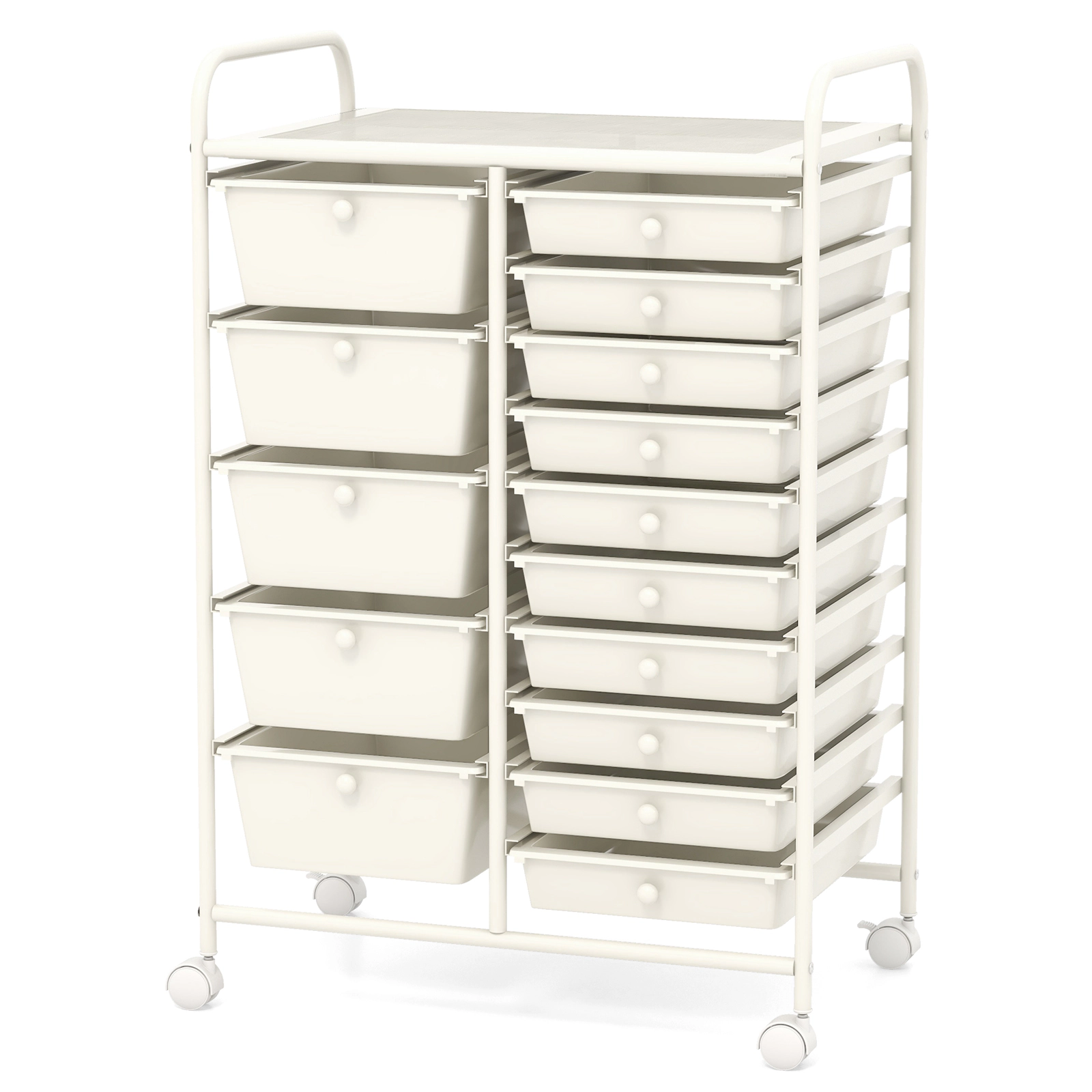 SUGIFT 15-Drawer Rolling File Storage Organizer Cart 22-lb Top Capacity 25-in Wide Utility Cabinet White/Silver