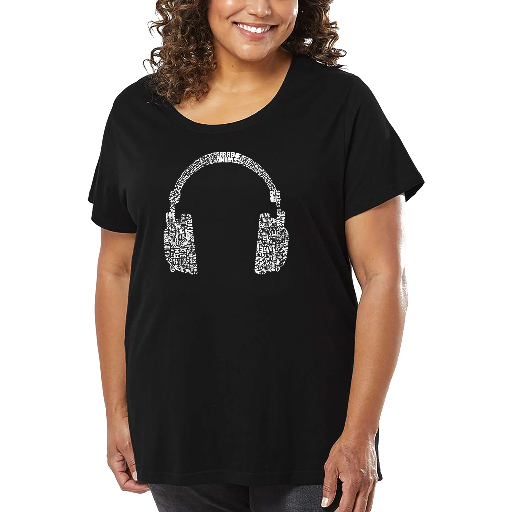 LA Pop Art Womens Plus Word T-shirt - Headphones