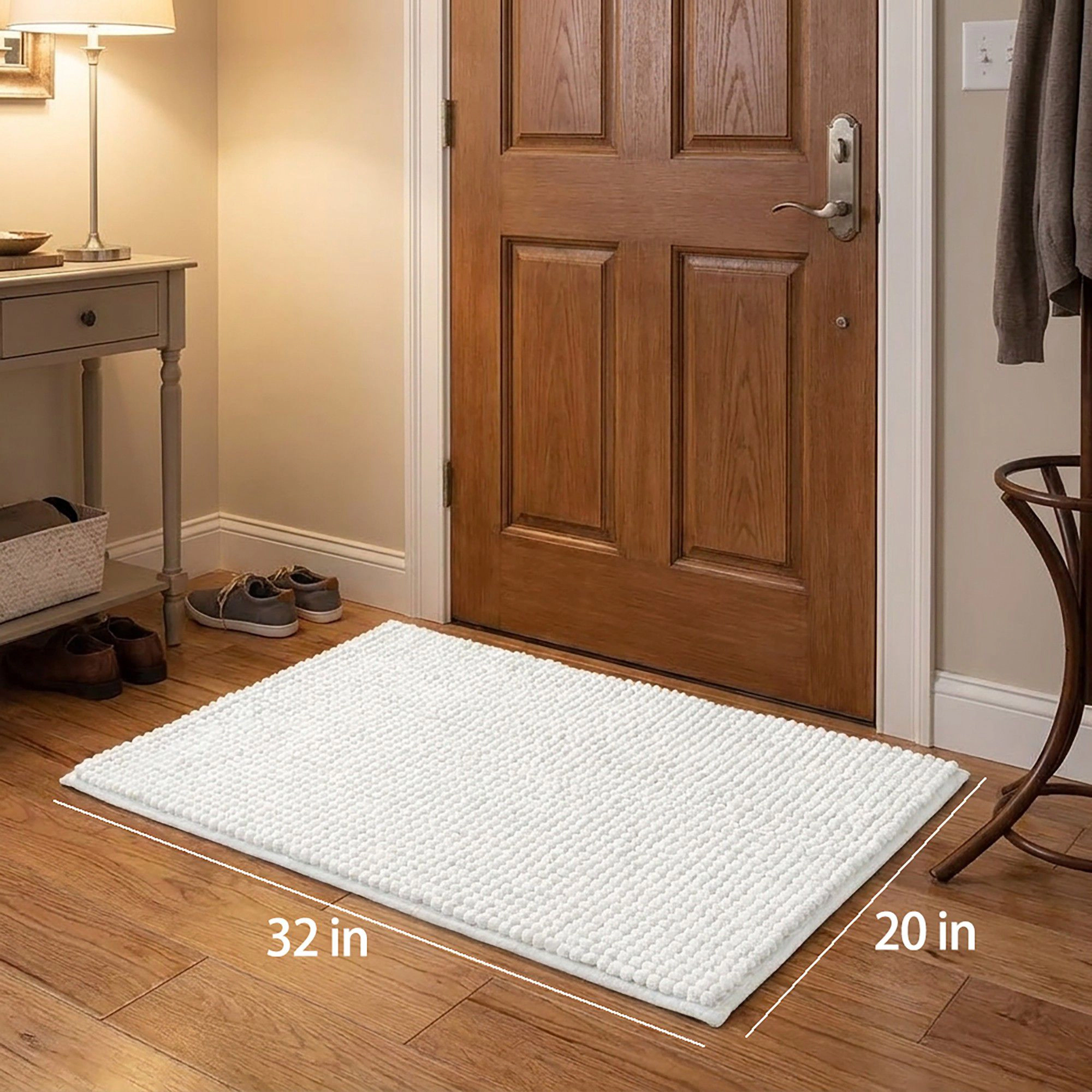 Alilang Unisex Chenille Bath Mat with Plush Pebble Texture and Non Slip Backing