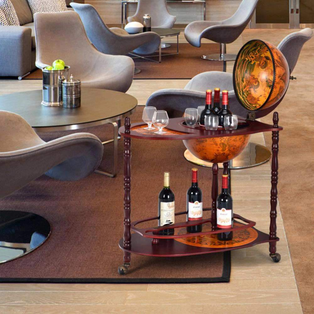 Hivvago Rolling Wine Bar Cart with Extra Shelf