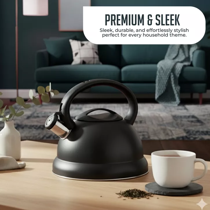 Luminuxe Whistling Tea Kettle, 2.2qt Stainless Steel Stove Top Kettle with Cool-Touch Handle, Fast Boil Pot
