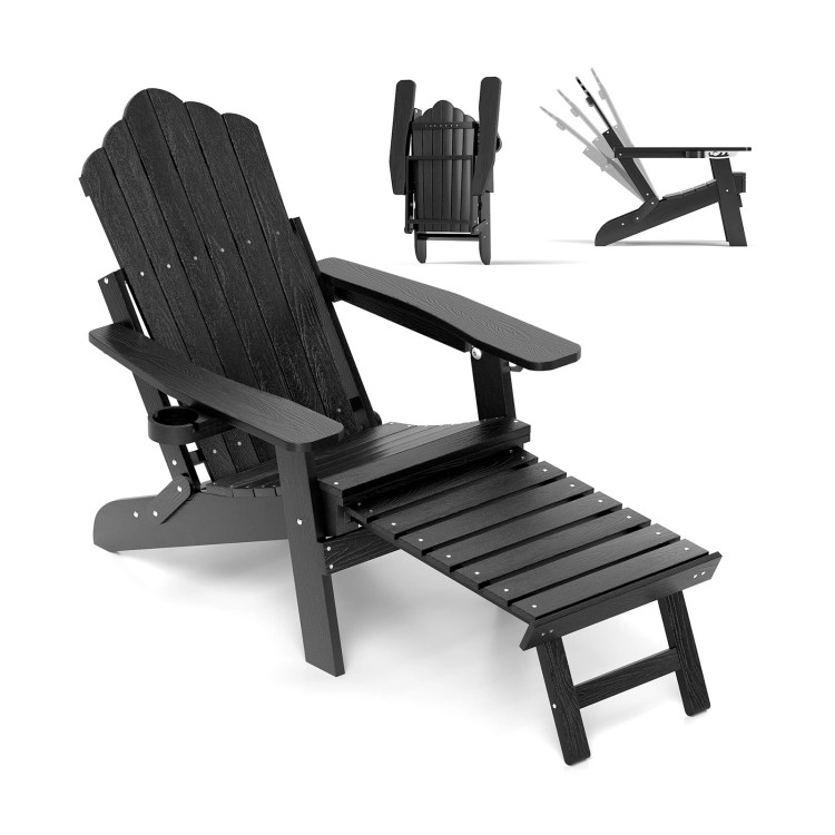 Hivvago All-Weather Hips Patio Adirondack Lounge Chair With Retractable Footrest