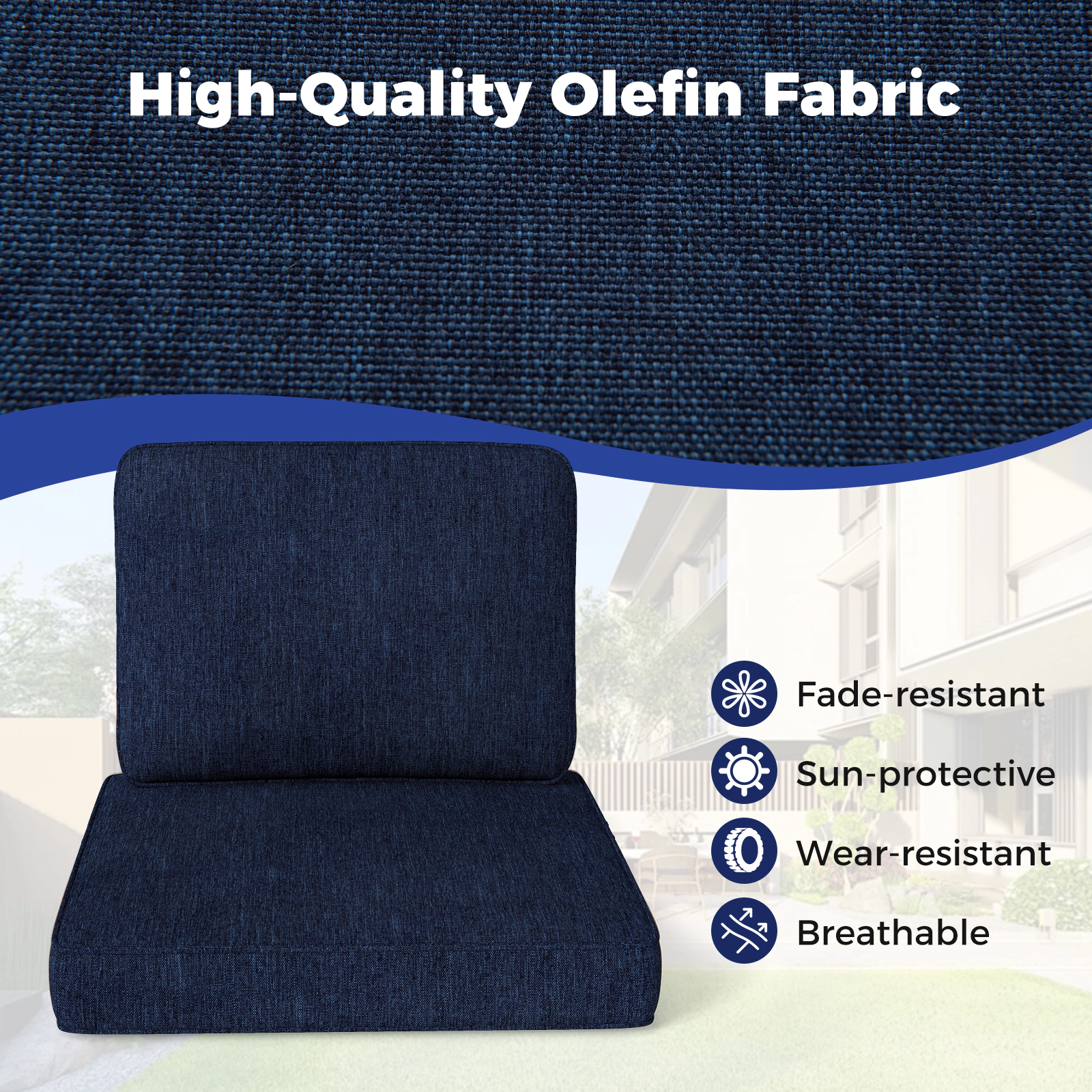 LJG 2-Pack Outdoor Patio Cushion Set with Removable Covers