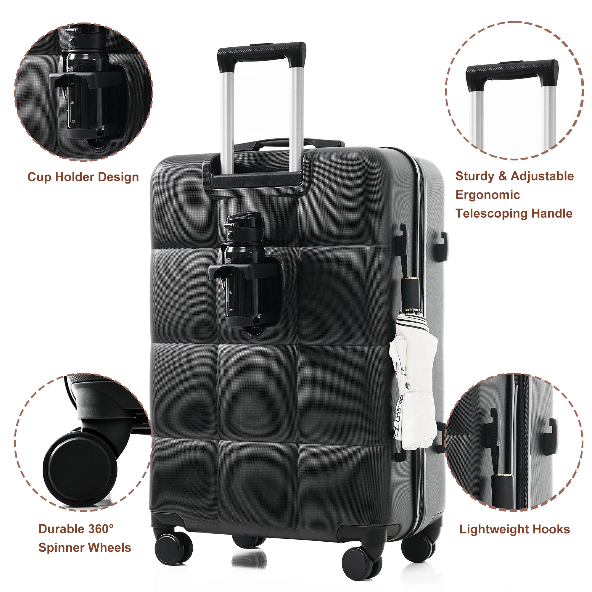 WOW PIONEER Lightweight Hard Case Checked Luggage