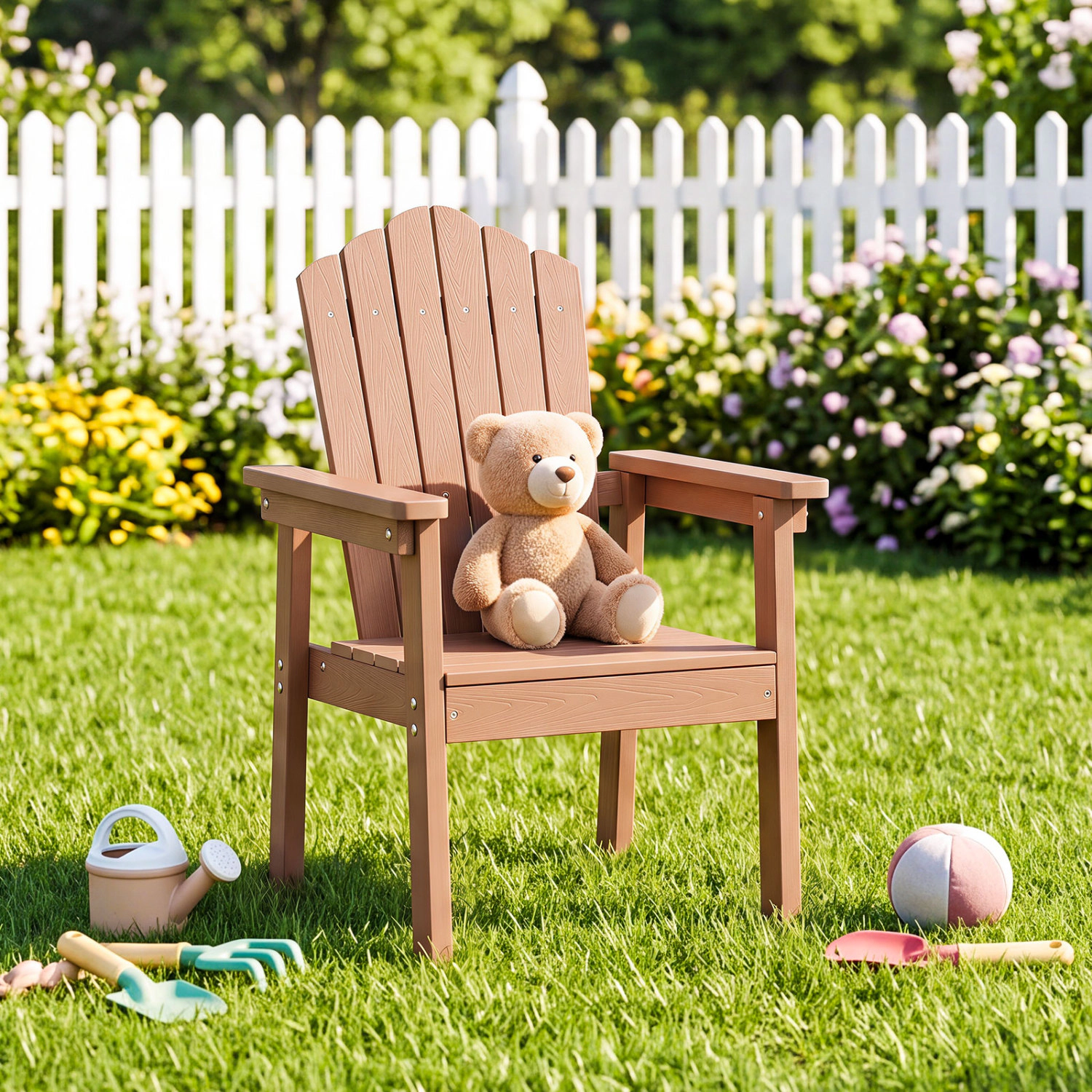 LJG Outdoor Adirondack Chair with High Backrest and Wide Armrests for Deck Poolside