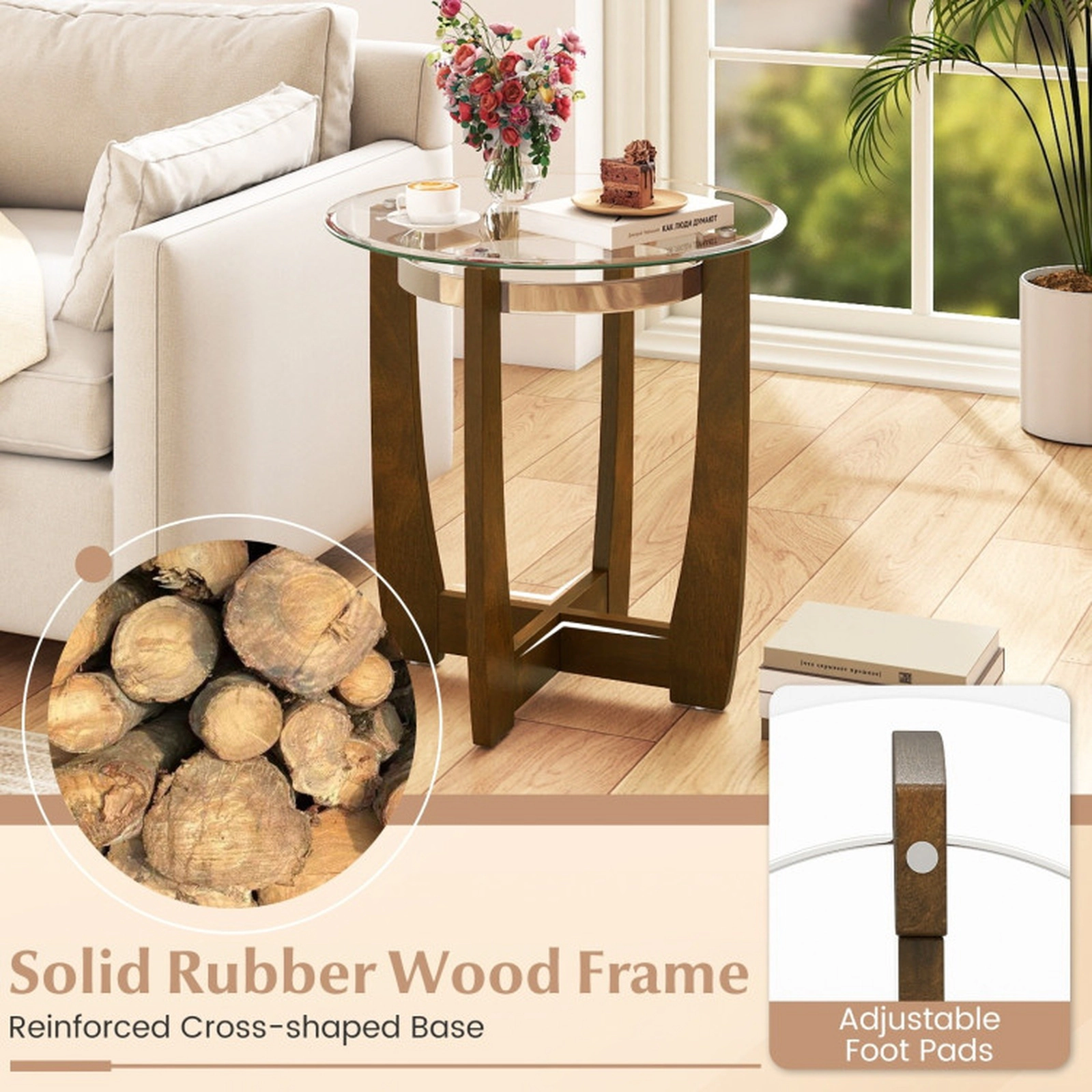 SUGIFT Tempered Glass 3-Piece Coffee Table and Side Tables Set 300-lb Coffee Table Capacity with Shelf 180-lb Capacity