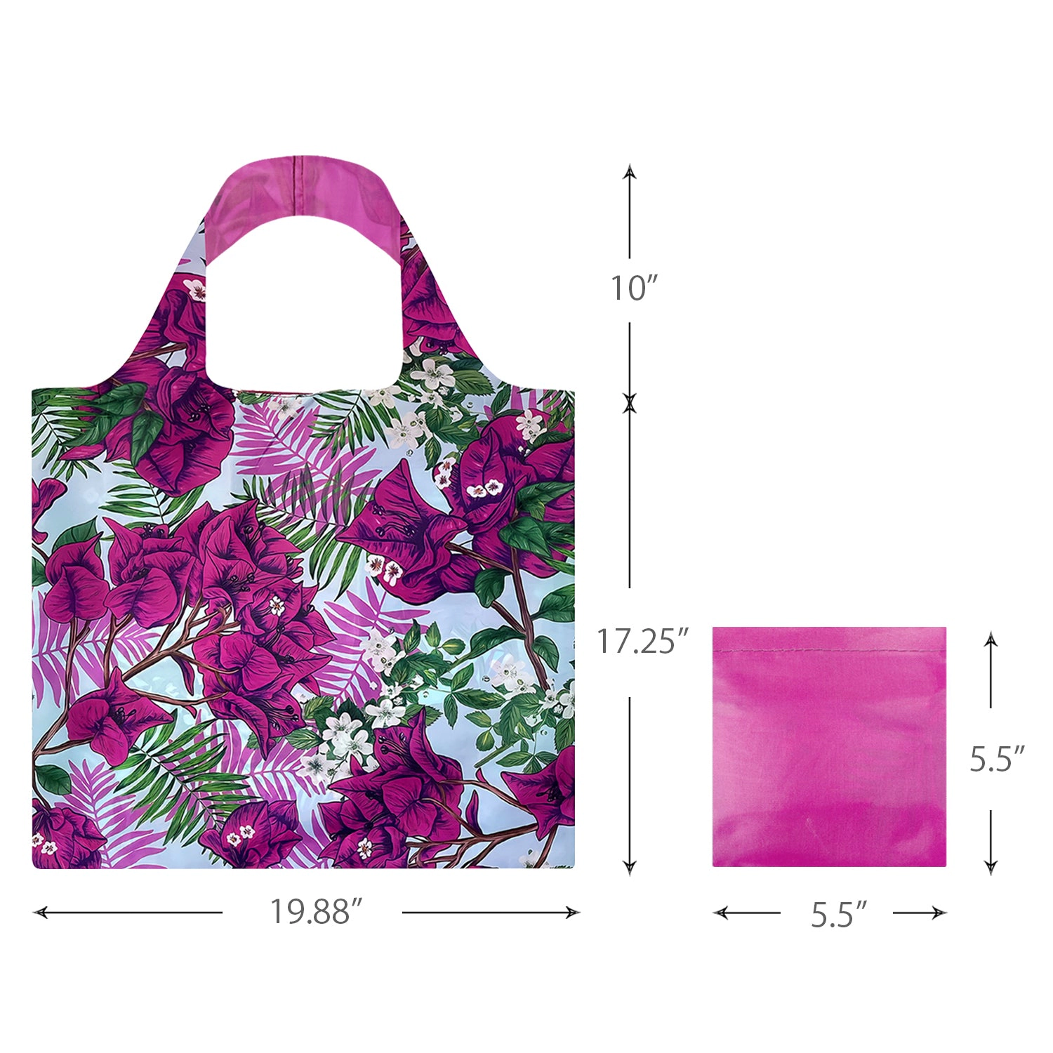 Wrapables AllyBag Collection Reusable Grocery Shopping Bag, Purple Bougainvillea