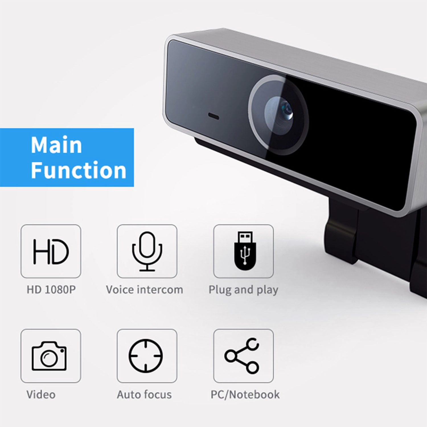 GBruno 1080P Auto Focus Webcam With Microphone