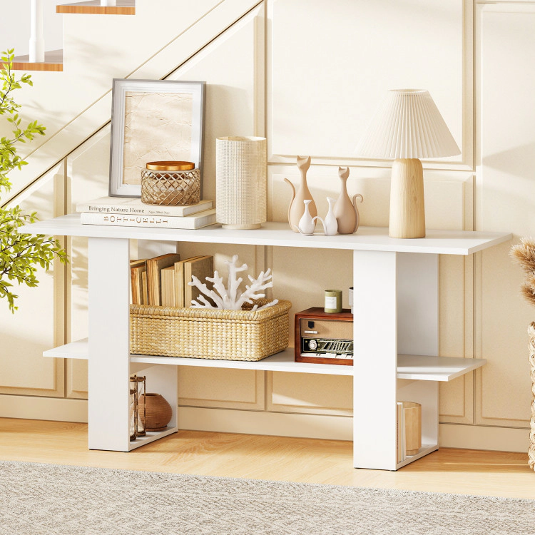 Hivvago 2-Tier Tv Stand With Storage For Tvs Up To 55 Inch Console Table With Open Shelf