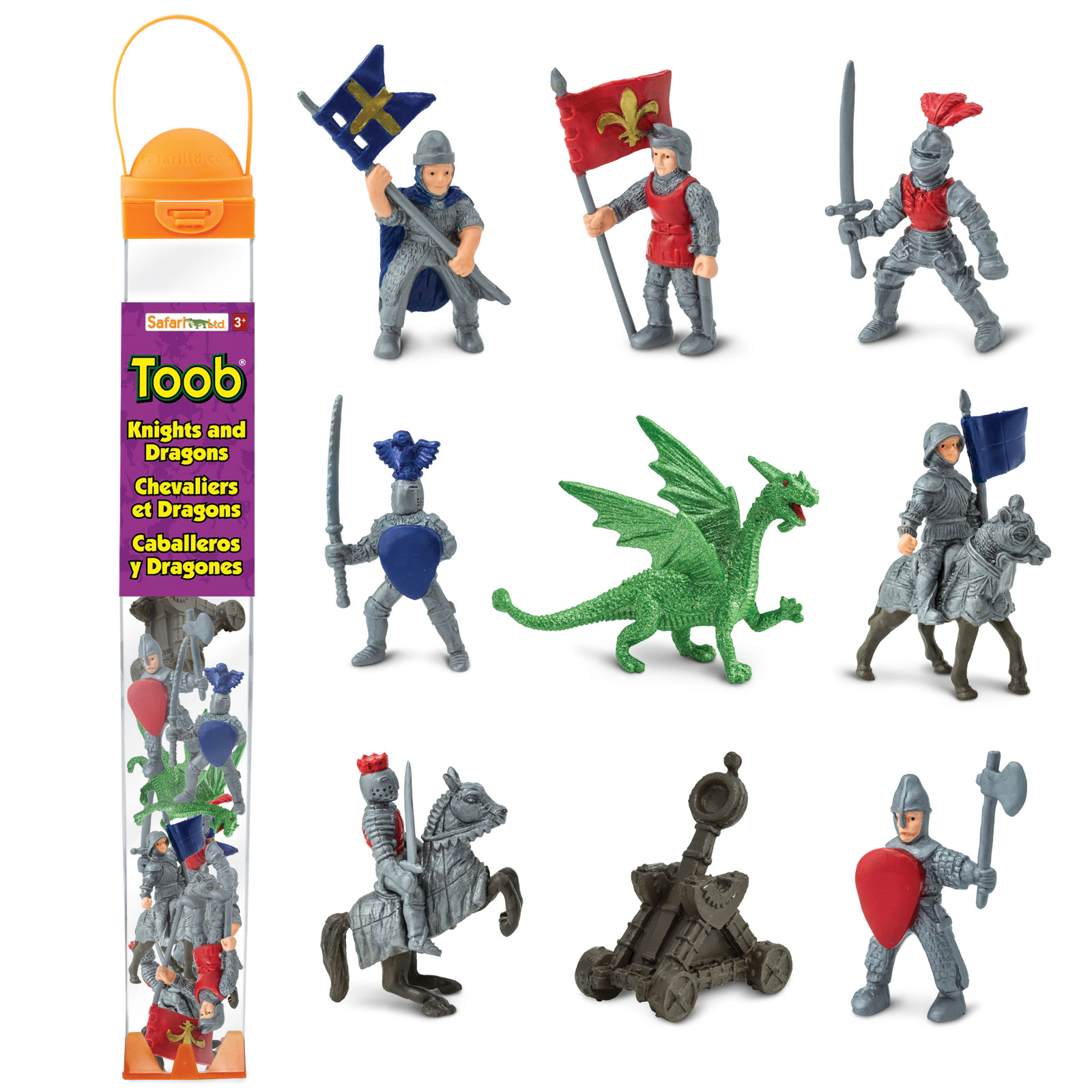 Safari Ltd. - Mini Knights & Dragons TOOB - contains 9 Mini Figurines