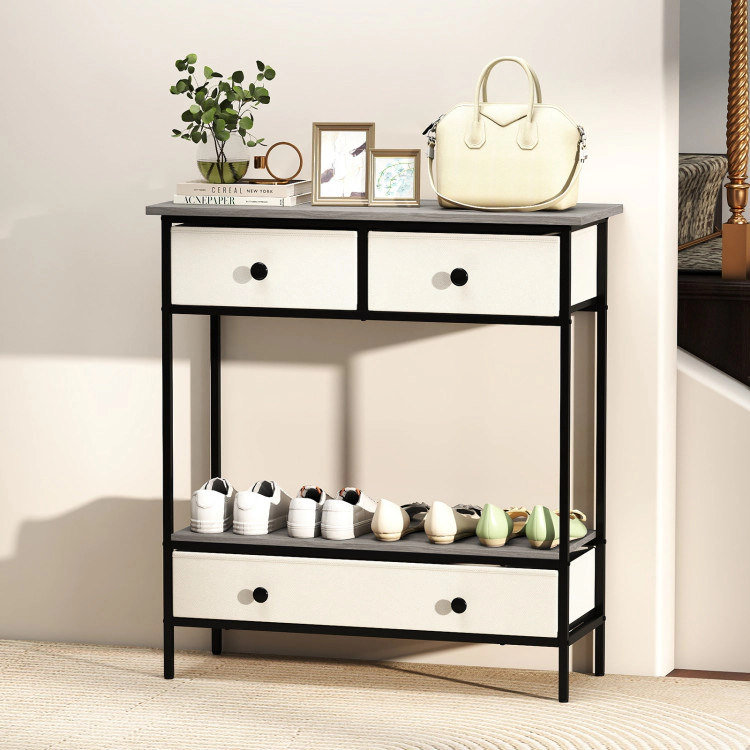 Hivvago Farmhouse Console Table With Open Storage Shelf For Hallway