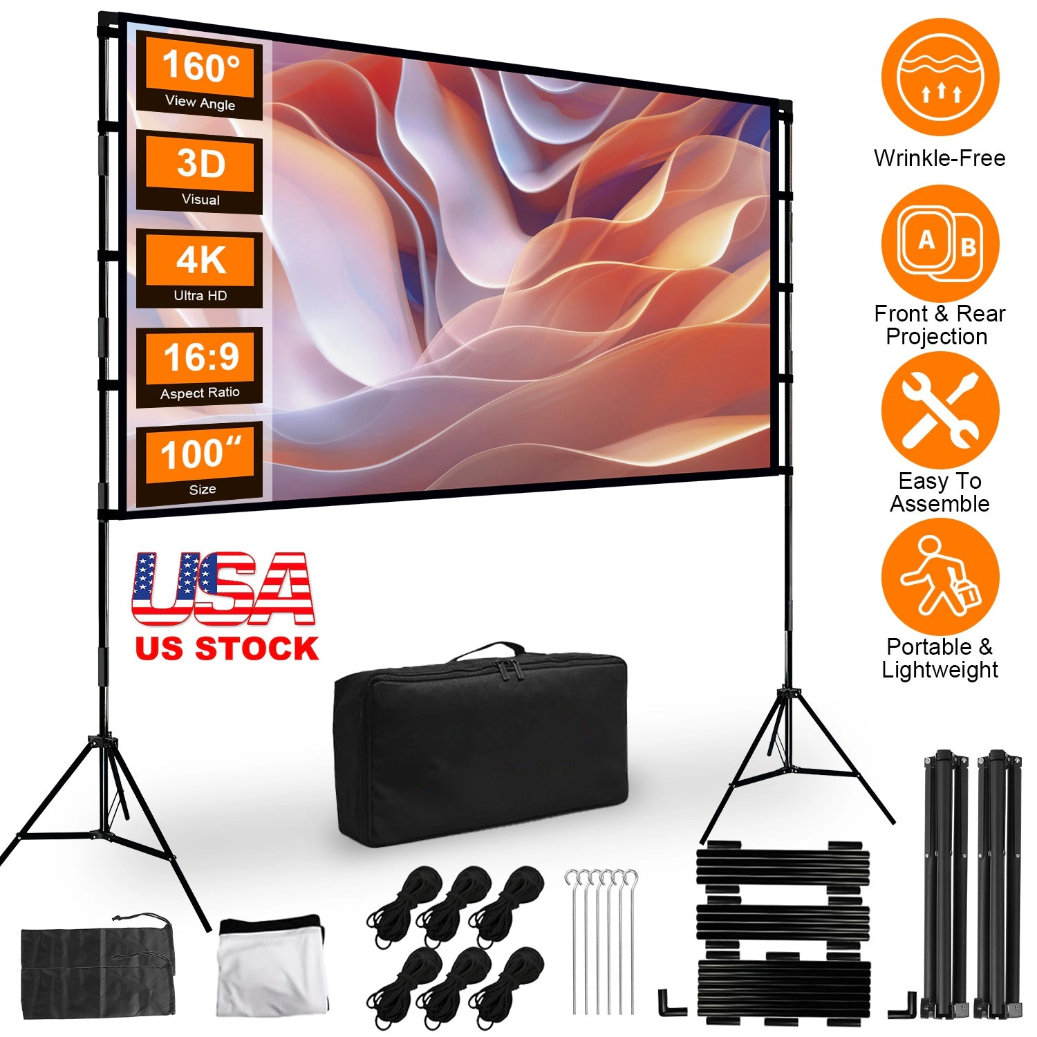 GBruno 120 In 4K HD Projector Screen With Stand