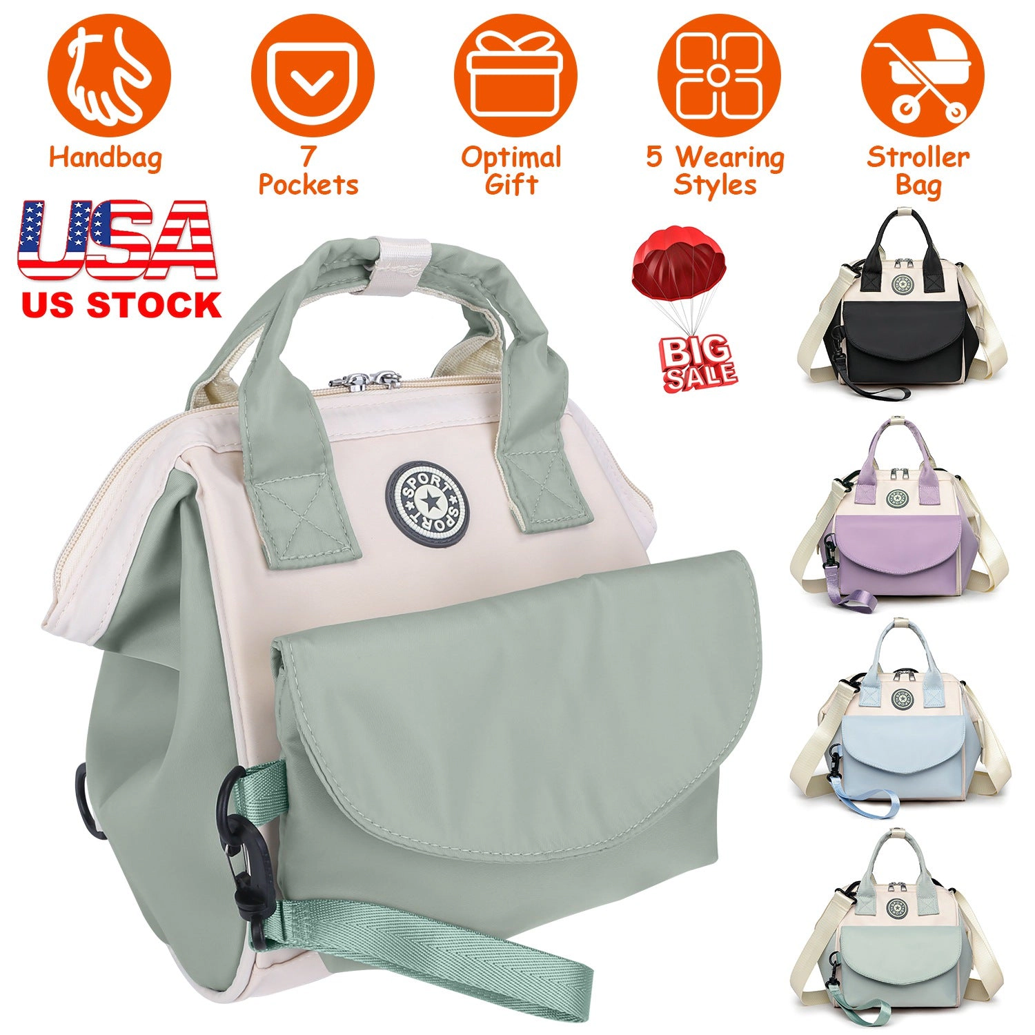 GBruno Kids' Kids' 7-Pocket Convertible Diaper Bag