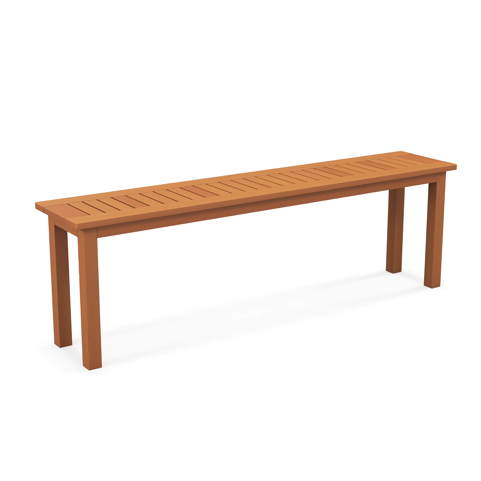 LJG Outdoor 59 Inch Long Patio Dining Backless Wooden Bench with Teak Oil Finish