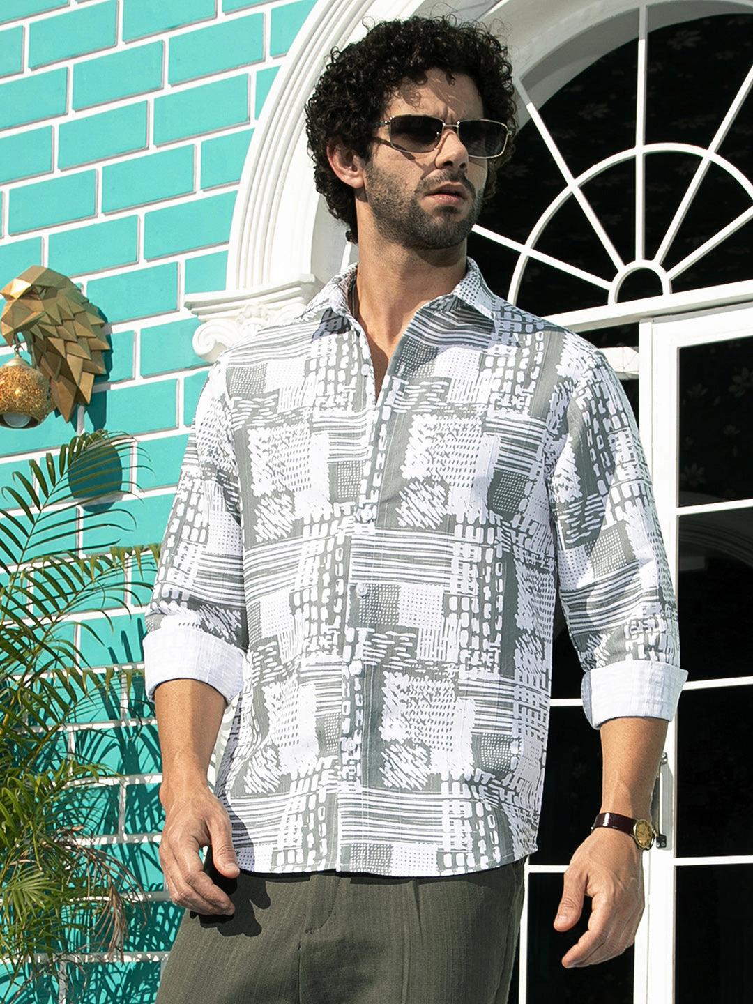 Campus Sutra Men's Verve-Impressionistic Shirt