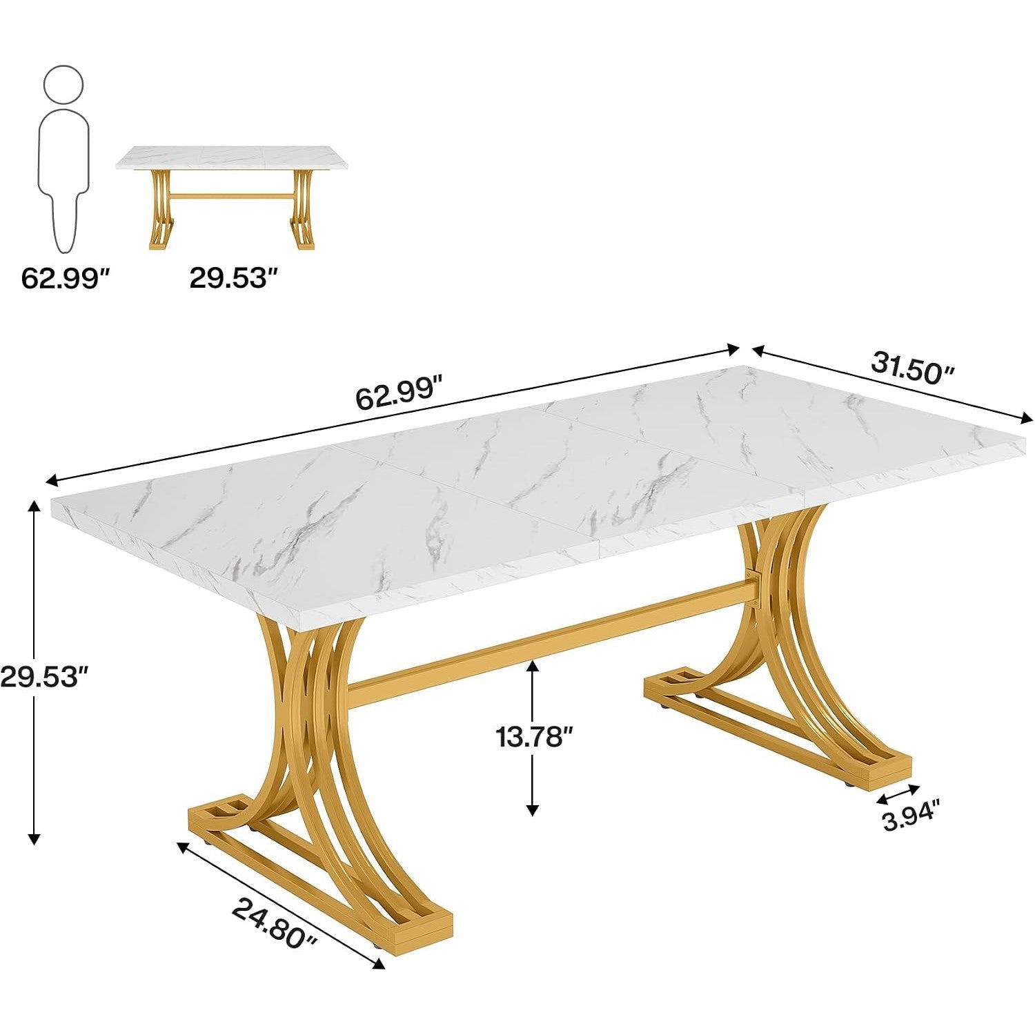 Tribesigns Modern Wood Computer Desk with Marble Top