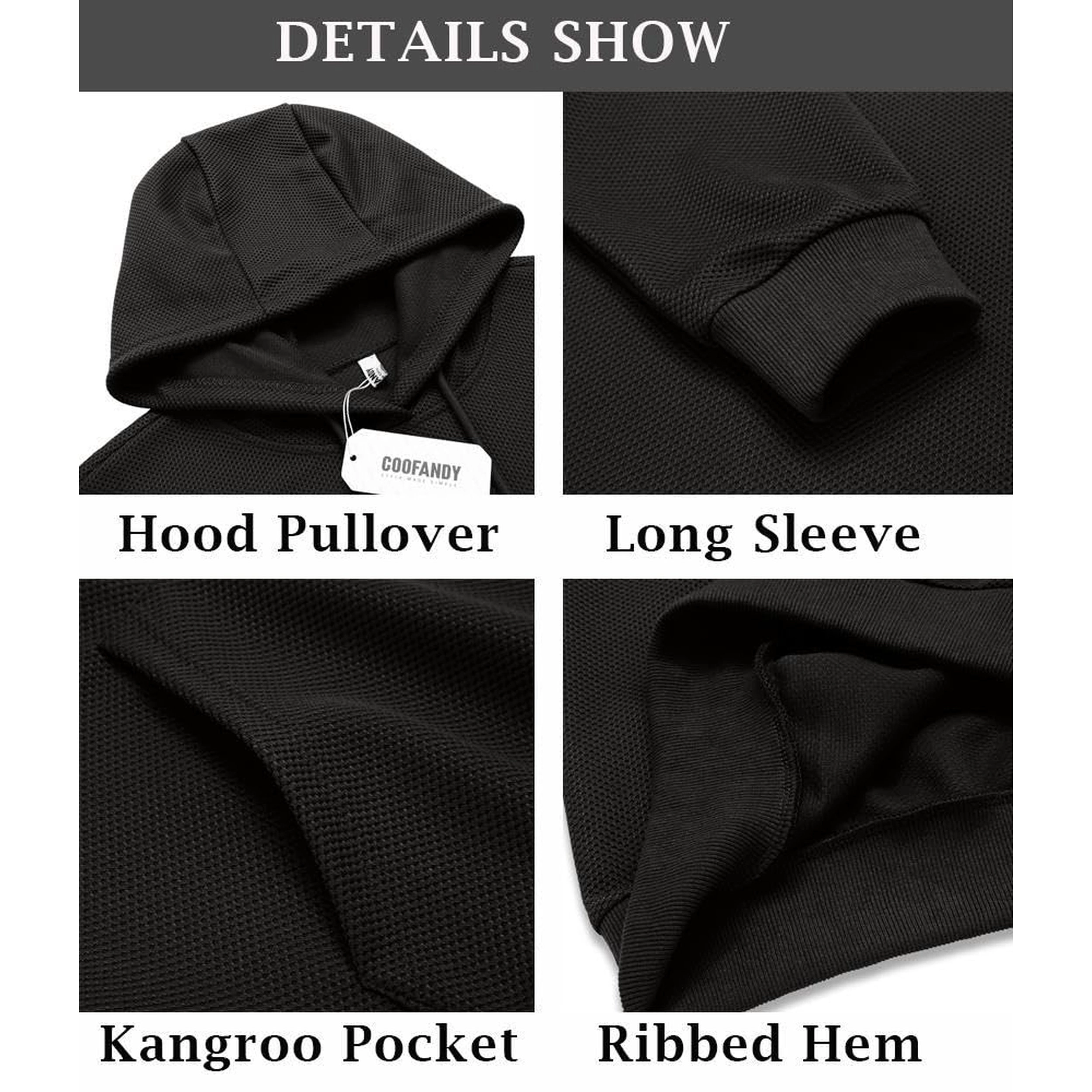 COOFANDY Men's Regular Fit Textured Pullover Hoodie