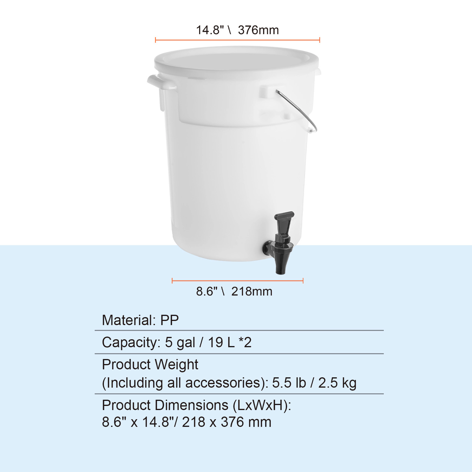 HONGGE Beverage Dispenser, Drink Dispenser for Parties, Juice with Spigot, Iced Tea Lemonade