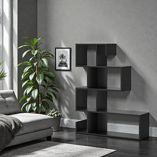 Hivvago Unique 5-Layer Z-Pattern Bookcase with Open Display
