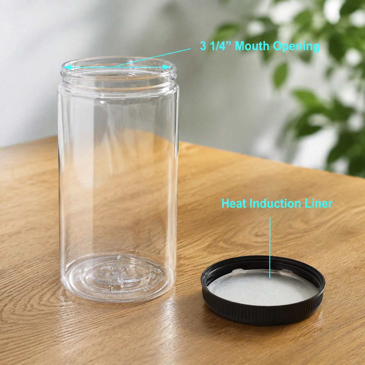 WZK Clear Plastic Airtight Lids Food Safe PET Plastic Food Storage Jars