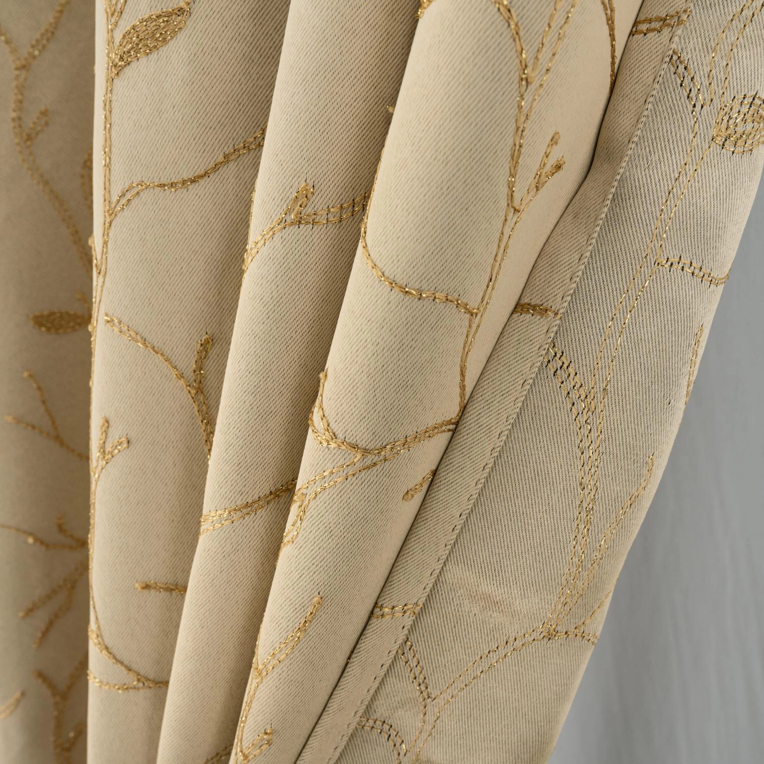 RT Designer Collection Luciana Embroidered Blackout Luxurious Decorative Grommet Curtain Panel 54" x 90" Beige