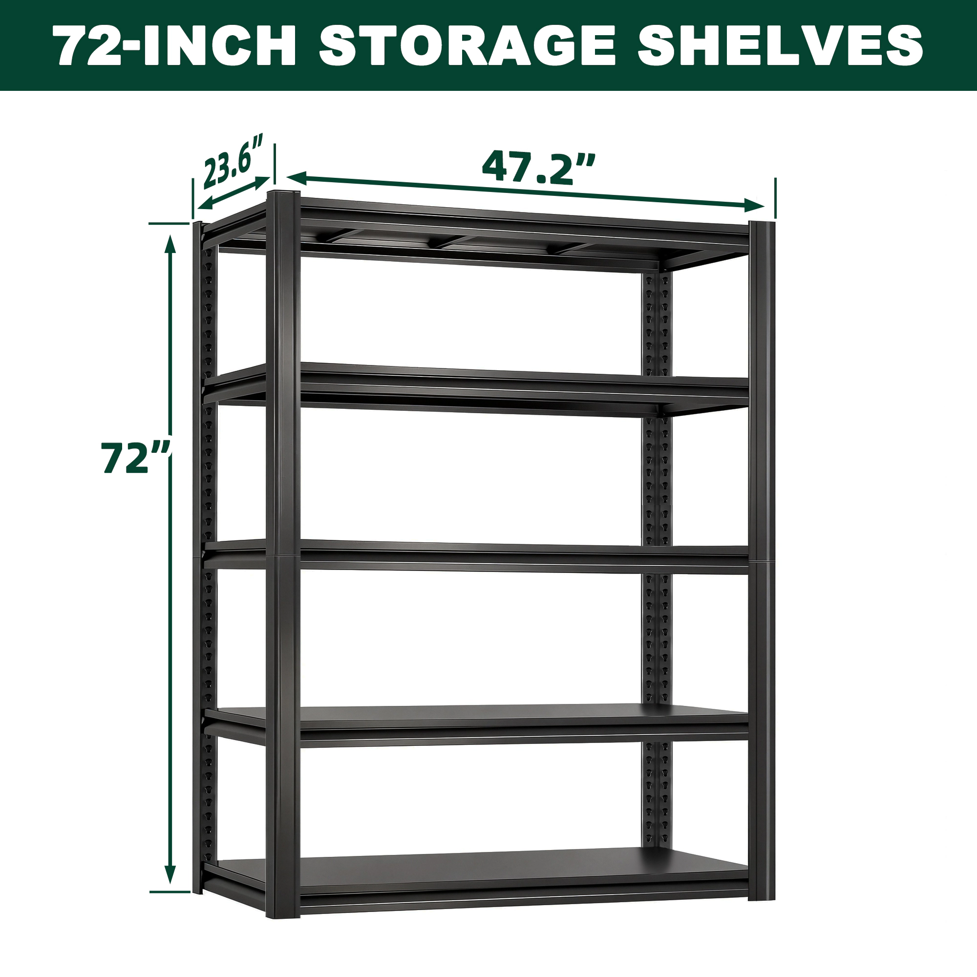 Flynama 5-Tiers Steel Heavy Duty Freestanding Garage Storage Shelving Unit in Black (47.2 in. W x 72 in. H x 23.6 in. D)