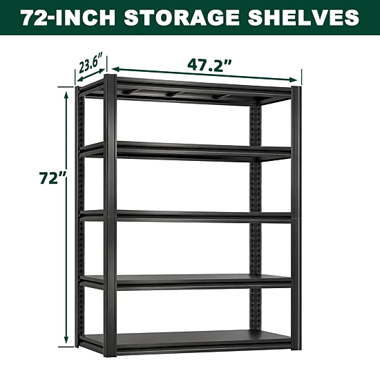 Flynama 5-Tiers Steel Heavy Duty Freestanding Garage Storage Shelving Unit in Black (47.2 in. W x 72 in. H x 23.6 in. D)