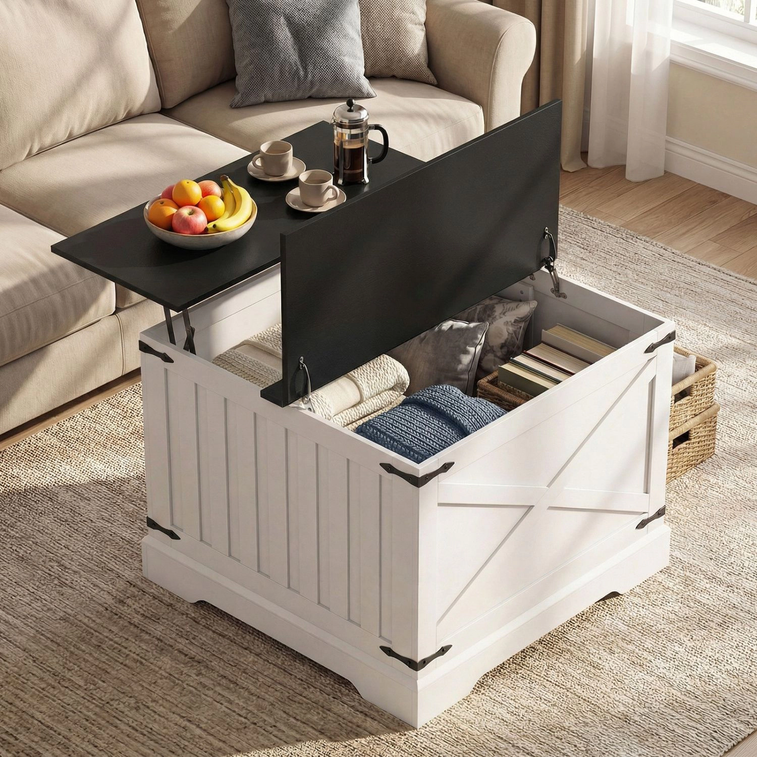 SlickBlue Square Lift Top Coffee Table with Storage Compartment