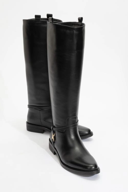 Forever & Always Womens May Leather Knee High Buckle Boots