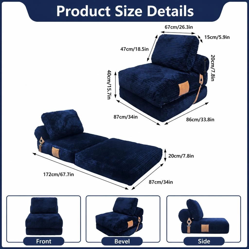 GOODSILO Soft Corduroy Lazy Bean Bag Chair Comfortable Plush Floor Lounge Seat
