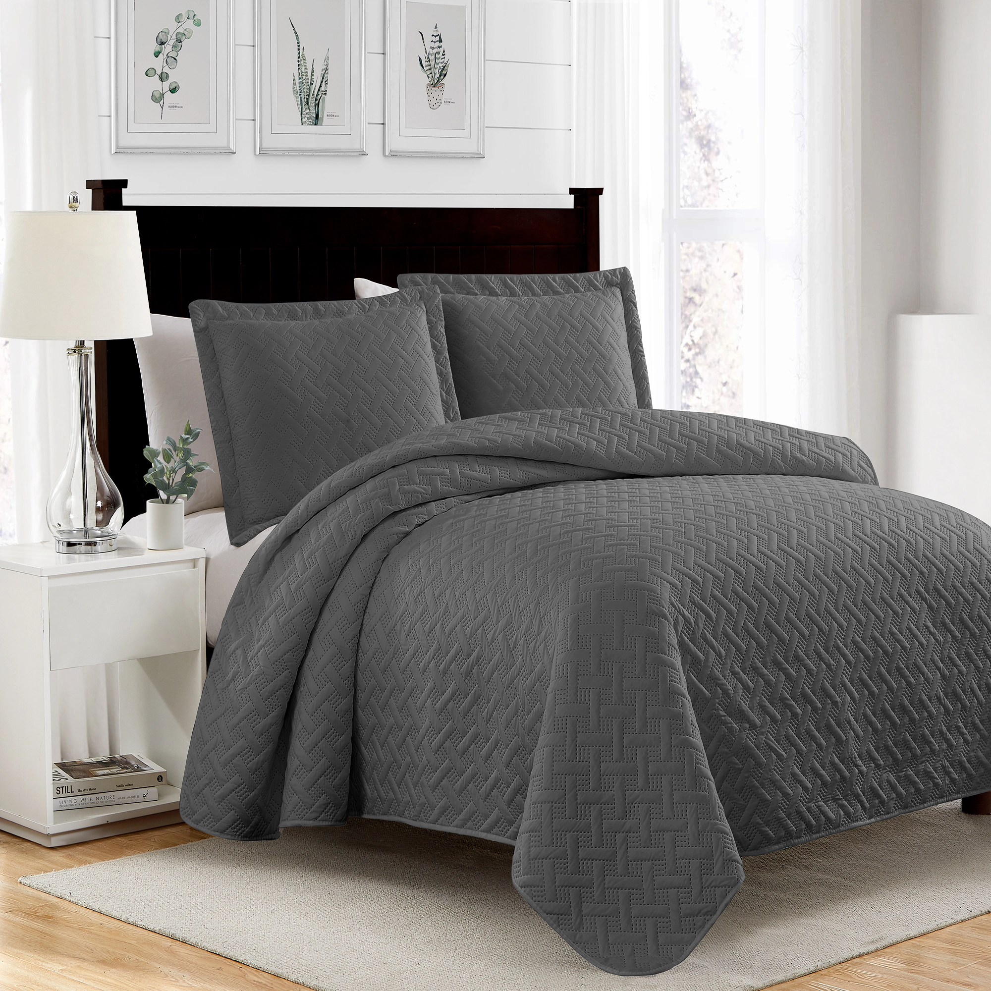 RT Designers Collection Bella 3pc Pinsonic Premium Quality All Year Round Quilt Set Revitalize Bedroom