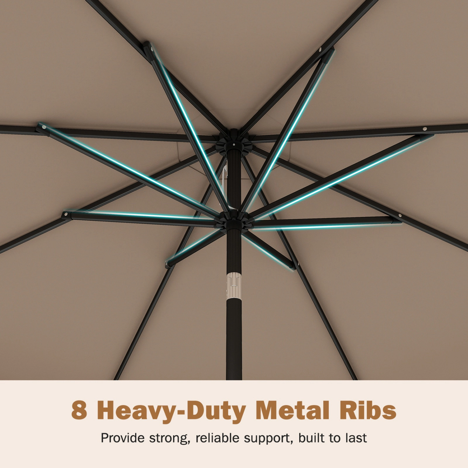 SUGIFT 9-ft Double-Tier Ruffled Patio Umbrella Weighted Base & Sandbags 9 x 8 in Polyester Canopy 17-lb Umbrella Brown