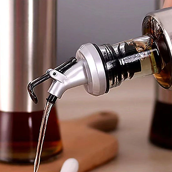 Alilang Women Glass Oil Dispenser Bottle with Stainless Steel Sleeve and Measuring Marks